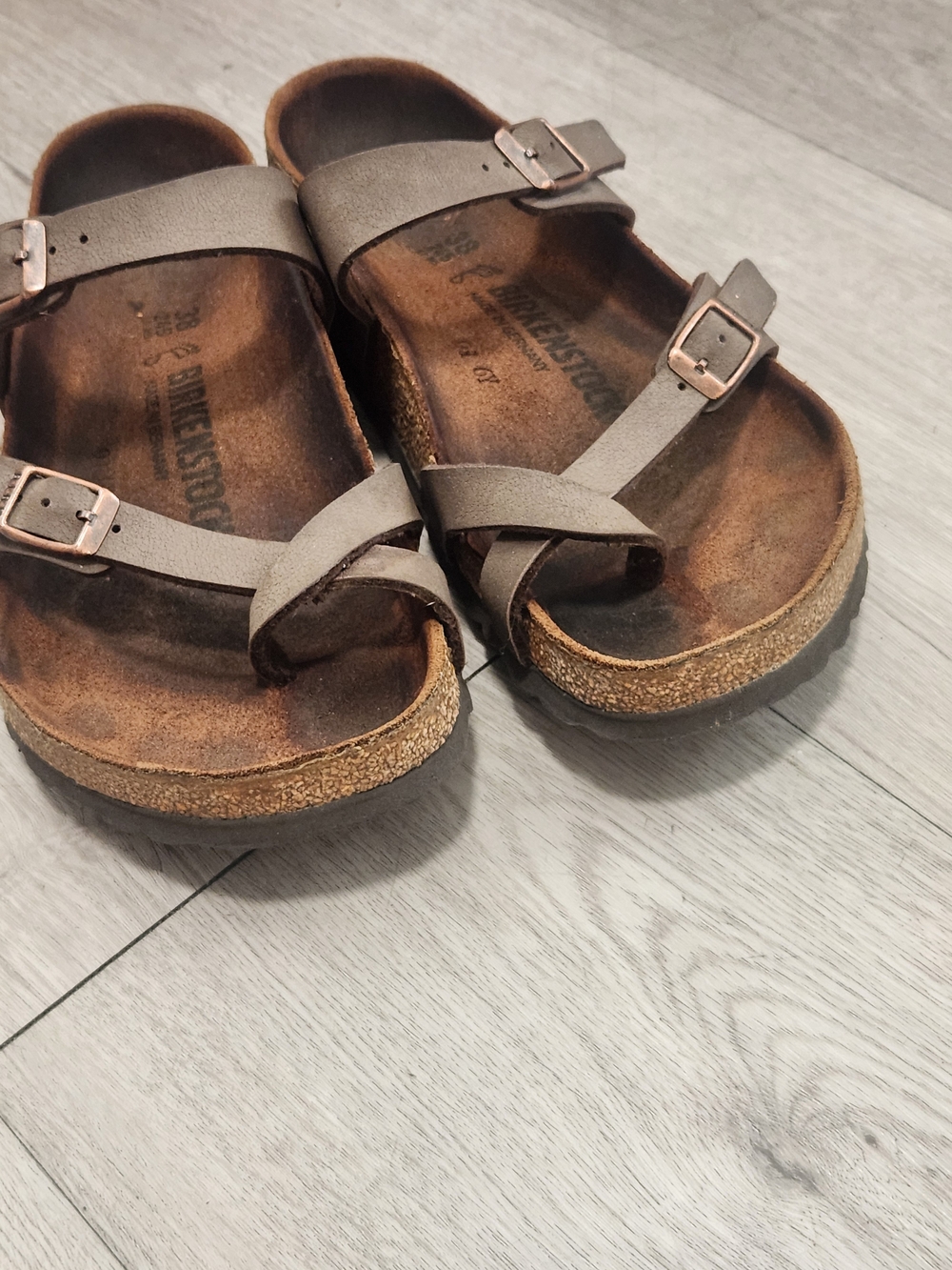 Birkenstock Mayari Taupe Crisscross Sandals - Size 38
​